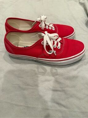 Vans Red Canvas Low-Top Sneakers with White Trim